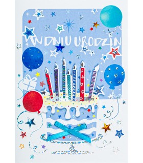 Kartka Urodzinowa z życzeniami, z Tortem M965