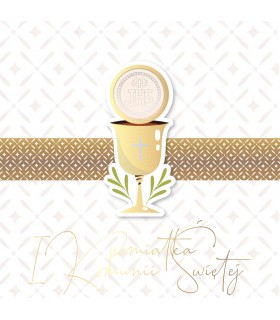 Pamiątka Komunii pięknie zdobiona złoceniami KPE215