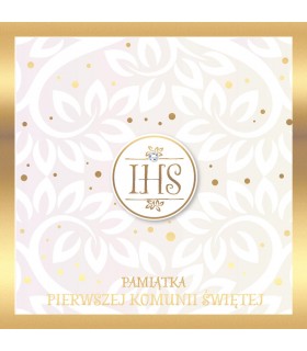 Kartka Komunijna pięknie zdobiona złoceniami, duża KPE218