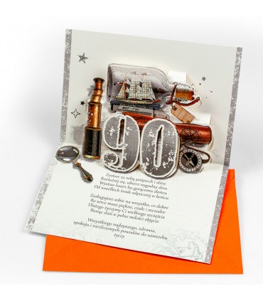 Kartka na 90 urodziny dla Mężczyzny 3D M935