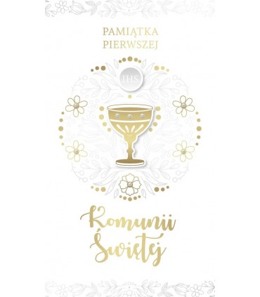 Kartka Komunijna z życzeniami, zdobiona perełkami GMP41