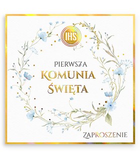 Zaproszenia na komunię pięknie zdobione komplet 5 szt PCZP52