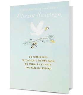 Kartka na Chrzest z mottem zdobiona cyrkoniami HM2381