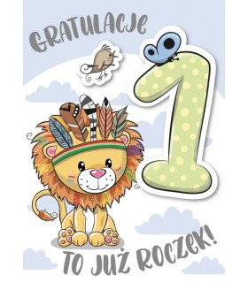 Kartka na Roczek pięknie zdobiona, zabawna GM891