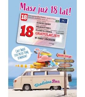 Kartka na 18 urodziny dla Podróżnika z dowodem GIFT179