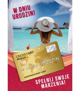 Kartka urodzinowa dla kobiety z platynowa Kartą kredytową GIFT183