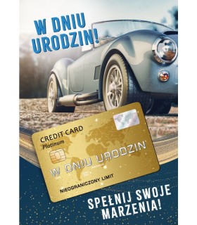 Kartka na urodziny dla faceta, z platynowa Kartą kredytową GIFT186