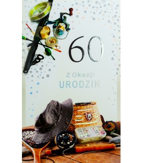 Kartka na 60 urodziny dla Mężczyzny Wędkarza A3005/60