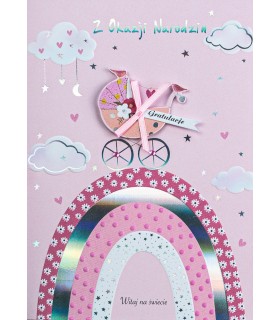 Gratulacje z okazji narodzin Córeczki, Kartka urocza M945