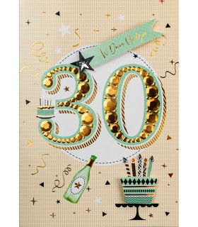 Kartka z okazji 30 urodzin, bogato zdobiona M970