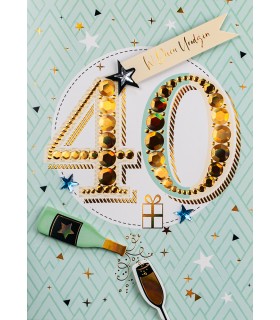 Kartka na czterdzieste urodziny pięknie zdobiona  M971