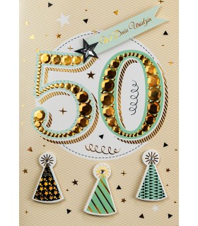 Kartka z okazji 50 urodzin elegancka, Premium M972