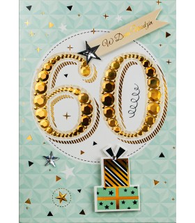 Kartka z okazji 60 urodzin, bogato zdobiona M973