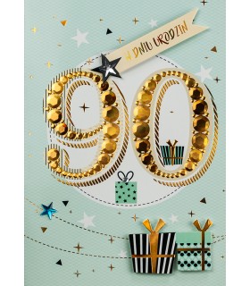 Kartka z okazji 90 urodzin, bogato zdobiona M969