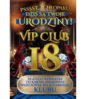 Kartka na 18 urodziny dla chłopaka z kartą VIP JCX140