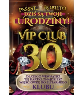 Kartka z okazji 30 urodzin dla Kobiety z kartą VIP JCX143