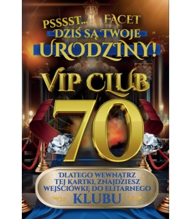 Kartka na 70 urodziny dla Mężczyzny z kartą VIP JCX150