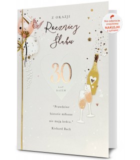 Kartka na 10,25,30,40,50,60 rocznicę ślubu z cyframi do naklejenia HM3189