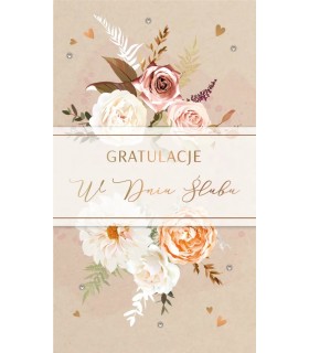 Kartka na ślub dla Młodej Pary pięknie zdobiona KPAS229