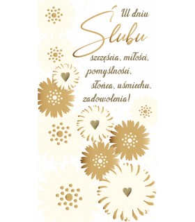 Kartka ślubna z życzeniami, pięknie złocona PM374