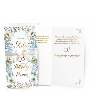 Kartki na wesele z życzeniami, eleganckie delikatne PM372
