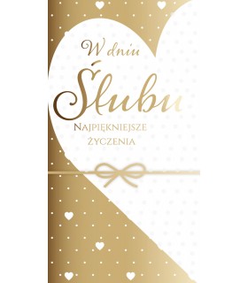 Kartka ślubna z życzeniami, pięknie złocona PM371