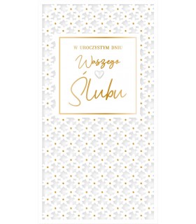 Kartka ślubna z życzeniami, delikatnymi zdobieniami PM367