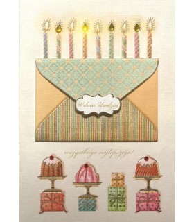 Kartka na urodziny z kopertką na prezent DK1179