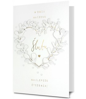Elegancka Kartka ślubna, delikatnie zdobiona HM3182