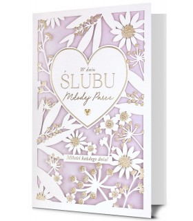 Duża Kartka na ślub pięknie zdobiona, ażurowa HM1149S