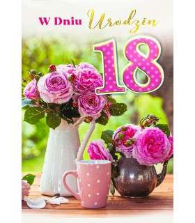 Kartka na 18 urodziny dla Dziewczyny, przestrzenna 3D M912