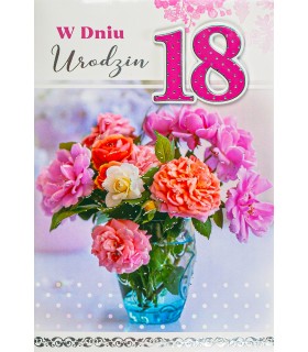 Kartka na osiemnastkę, pięknie zdobiona przestrzenna 3D M911