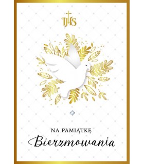 Pamiątka Bierzmowania kartka zdobiona cyrkonią DK1177