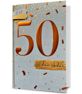 Kartka na 50 urodziny zdobiona złoceniami HM3073