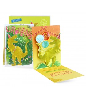 Kartka Urodzinowa z Dinozaurem, przestrzenna 3D PCPU19