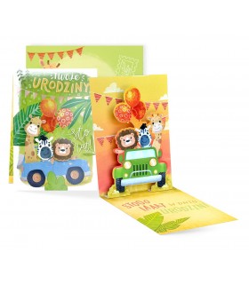 Prezent dla Dziecka kartka ze zwierzątkami, przestrzenna 3D PCPU17