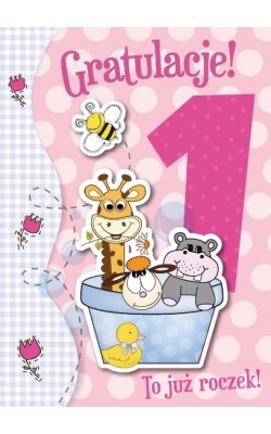 Kartka z życzeniami na Roczek dla dziewczynki GM344