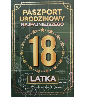 Kartka na osiemnastkę dla chłopaka z Paszportem JCX161