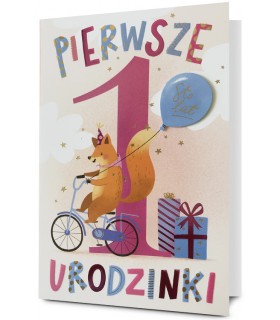 Kartka na Roczek, Pierwsze Urodzinki, urocza H3098