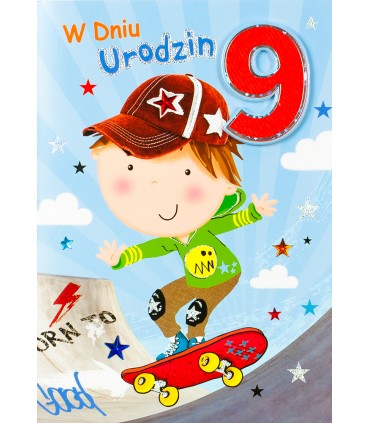 Kartka na 9 urodziny dla chłopaka z super życzeniami M993