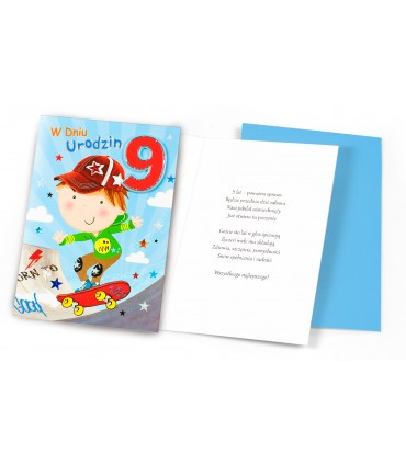 Kartka na 9 urodziny dla chłopaka z super życzeniami M993