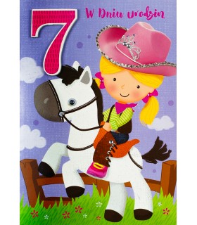 Kartka na 7 urodziny dla Dziewczynki wesoła, zabawna M988