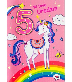 Kartka na 5 urodziny dla Dziewczynki pięknie zdobiona M984