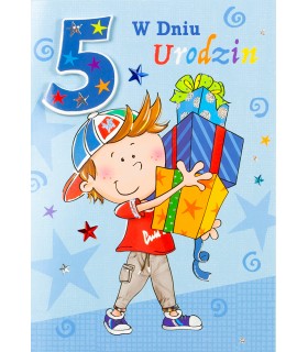 Kartka na 5 urodziny dla chłopca, zabawna wesoła M985