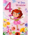 Kartka na 4 urodzinki dla Dziewczynki wesoła, zabawna M982