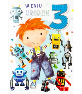 Kartka na 3 urodzinki dla chłopczyka majsterkowicza M981