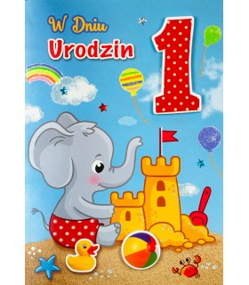 Kartka na Pierwsze Urodzinki dla Chłopczyka zabawna M977