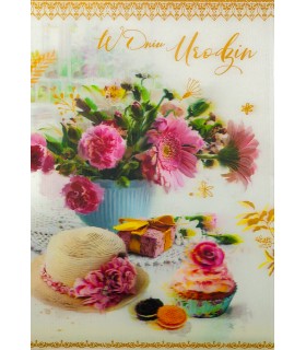 Prezent na Urodziny Kartka 3D trójwymiarowa, słodka 7M89