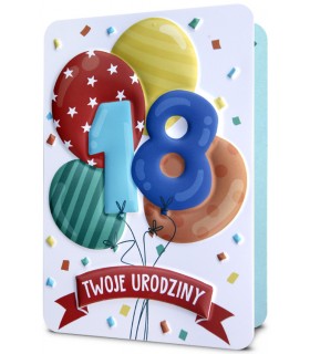 Kartka z okazji 18 urodzin zdobiona tłoczeniami HM3219