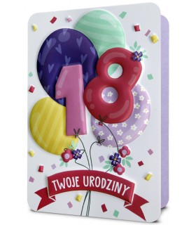 Kartka na 18 urodziny zdobiona tłoczeniami HM3218